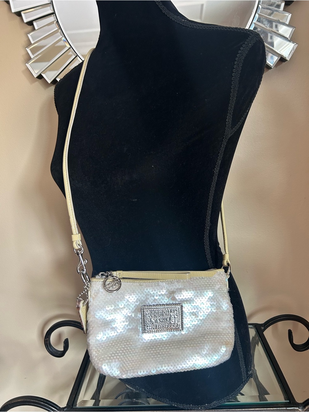 Coach Iridescent Pearl Crossbody in Cream